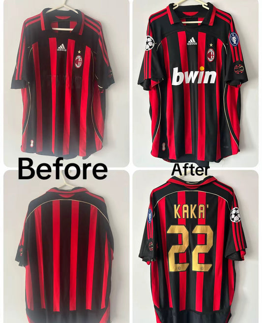 AC Milan 2006/07 Home Shirt Bwin Sponsor Restoration, Kaka Nameset Application And UCL Patches