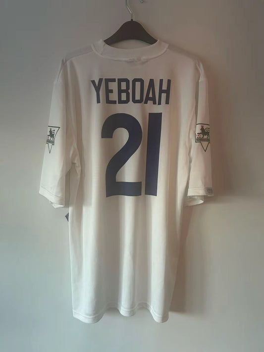Leeds United 1995/96 Home Shirt Yeboah Nameset Application And Premier League Patches
