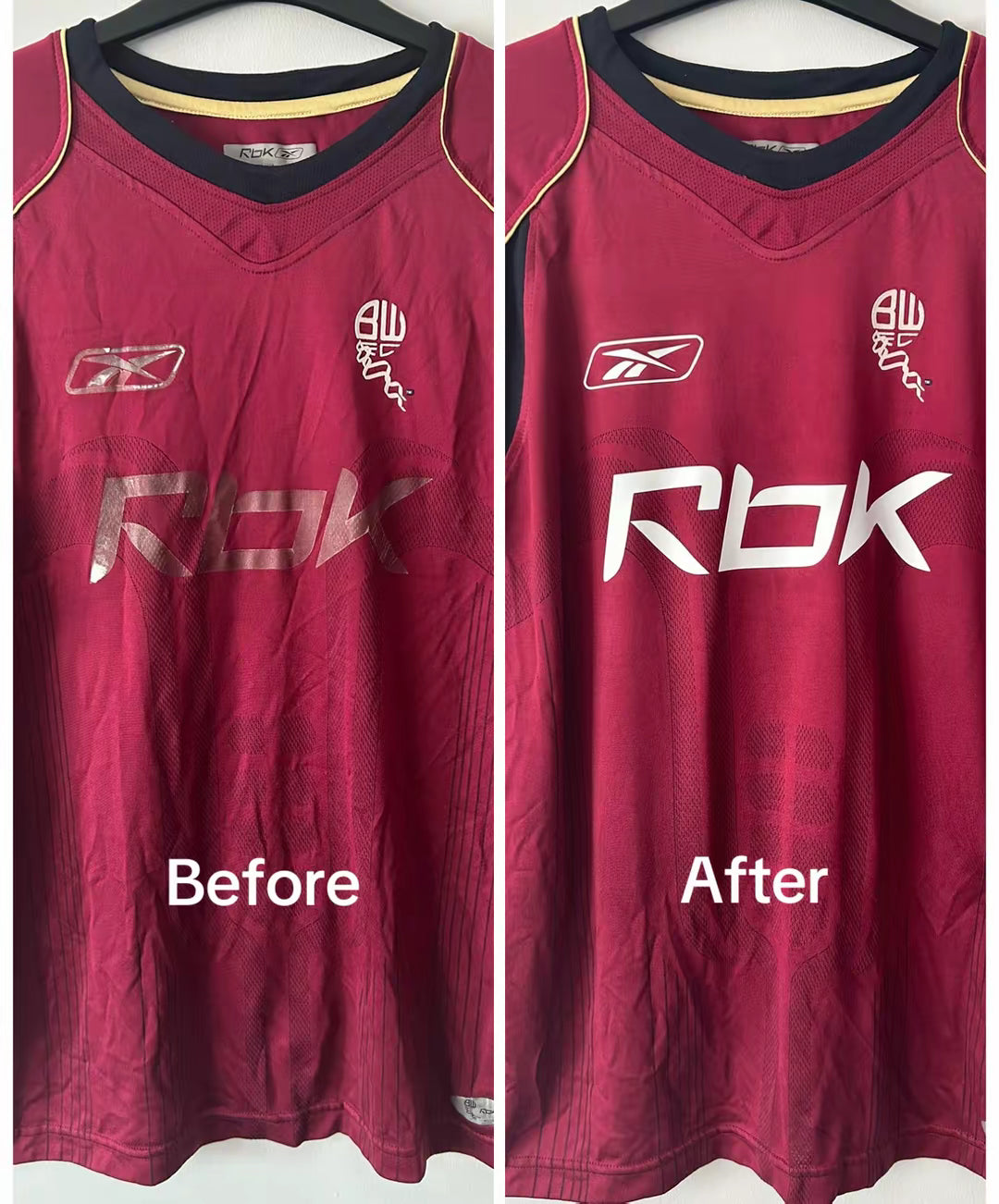 Bolton Wanderers 2006/08 Away Shirt Reebok Sponsor And Manufacturer Logo Restorations