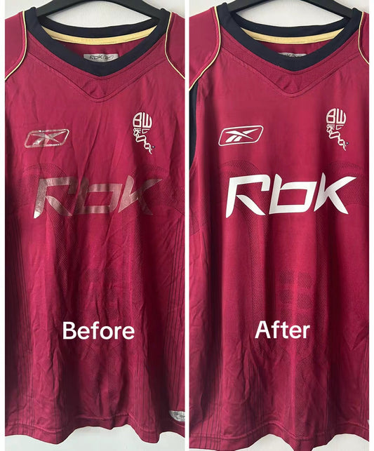 Bolton Wanderers 2006/08 Away Shirt Reebok Sponsor And Manufacturer Logo Restorations